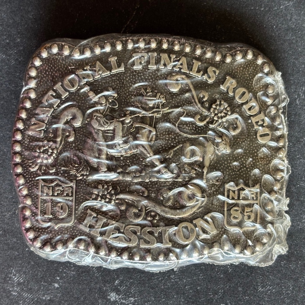 Hesston 1985 Bronze Child National Finals Rodeo Commemorative Series Belt Buckle